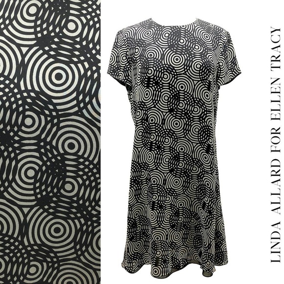 Linda Ballard Ellen Tracy EUC 100% Silk Short Sleeve Shift Dress, Size 4 - Picture 1 of 12